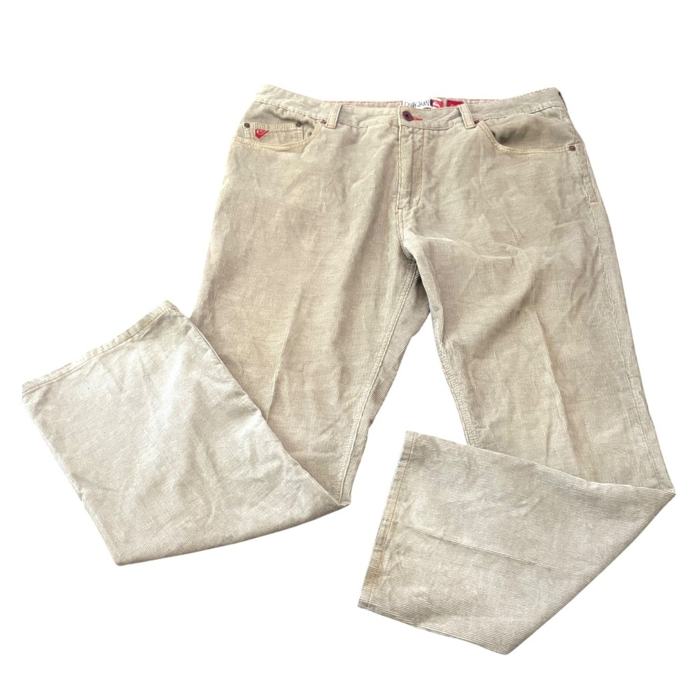Quiksilver QuikJean Corduroy Pants Mens 40 Tan Regular Fit Y2K Surf Straight Leg